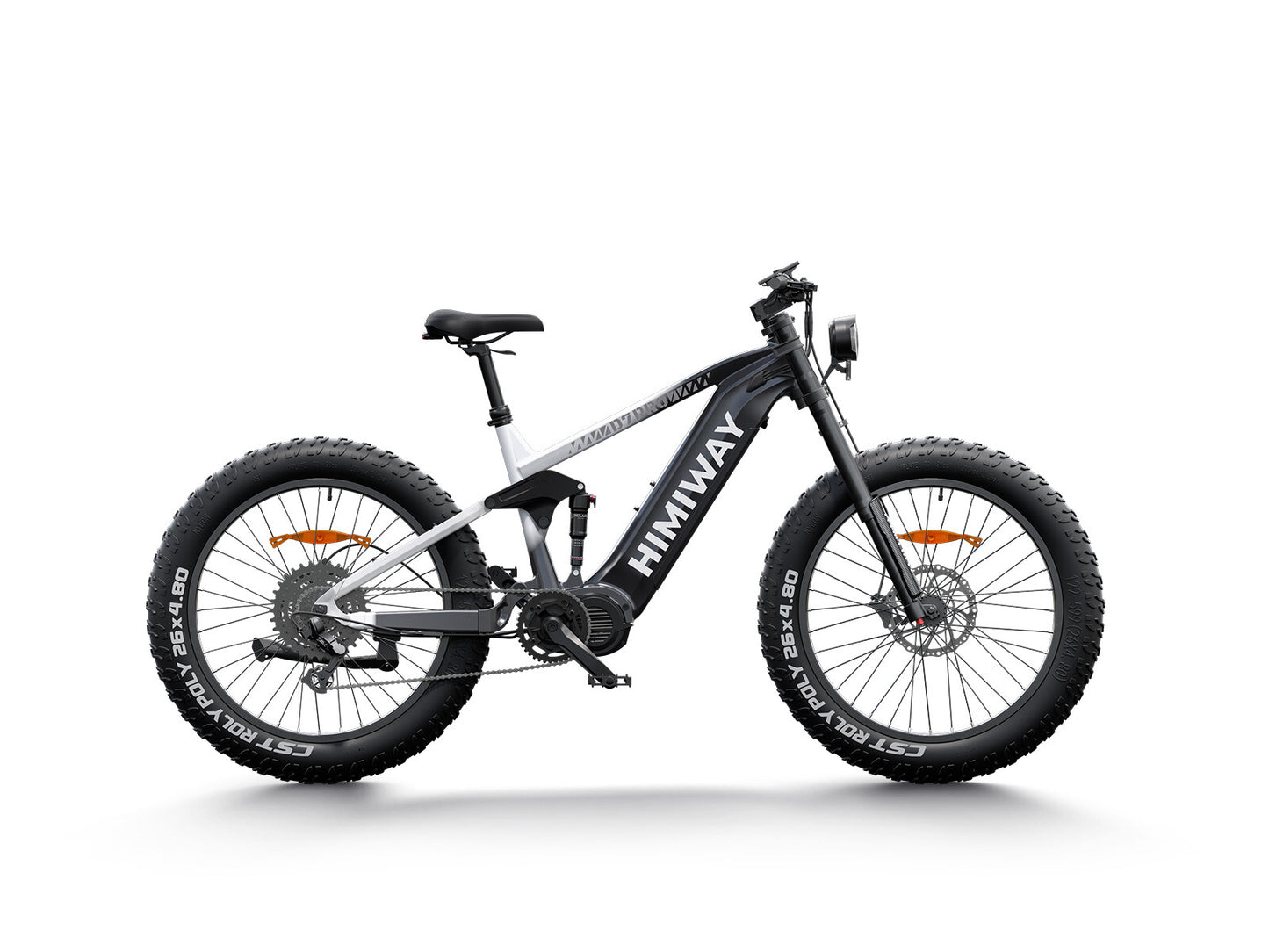 Full Suspension Electric D7 PRO Bike Updated Cobra- Black & White Gradient