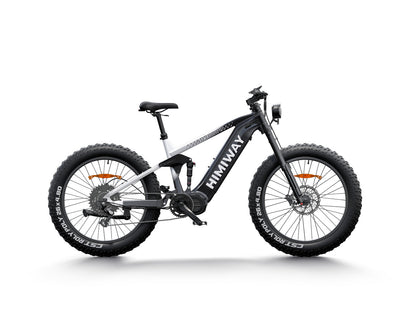 Full Suspension Electric D7 PRO Bike Updated Cobra- Black & White Gradient