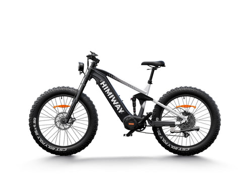 Full Suspension Electric D7 PRO Bike Updated Cobra- Black & White Gradient