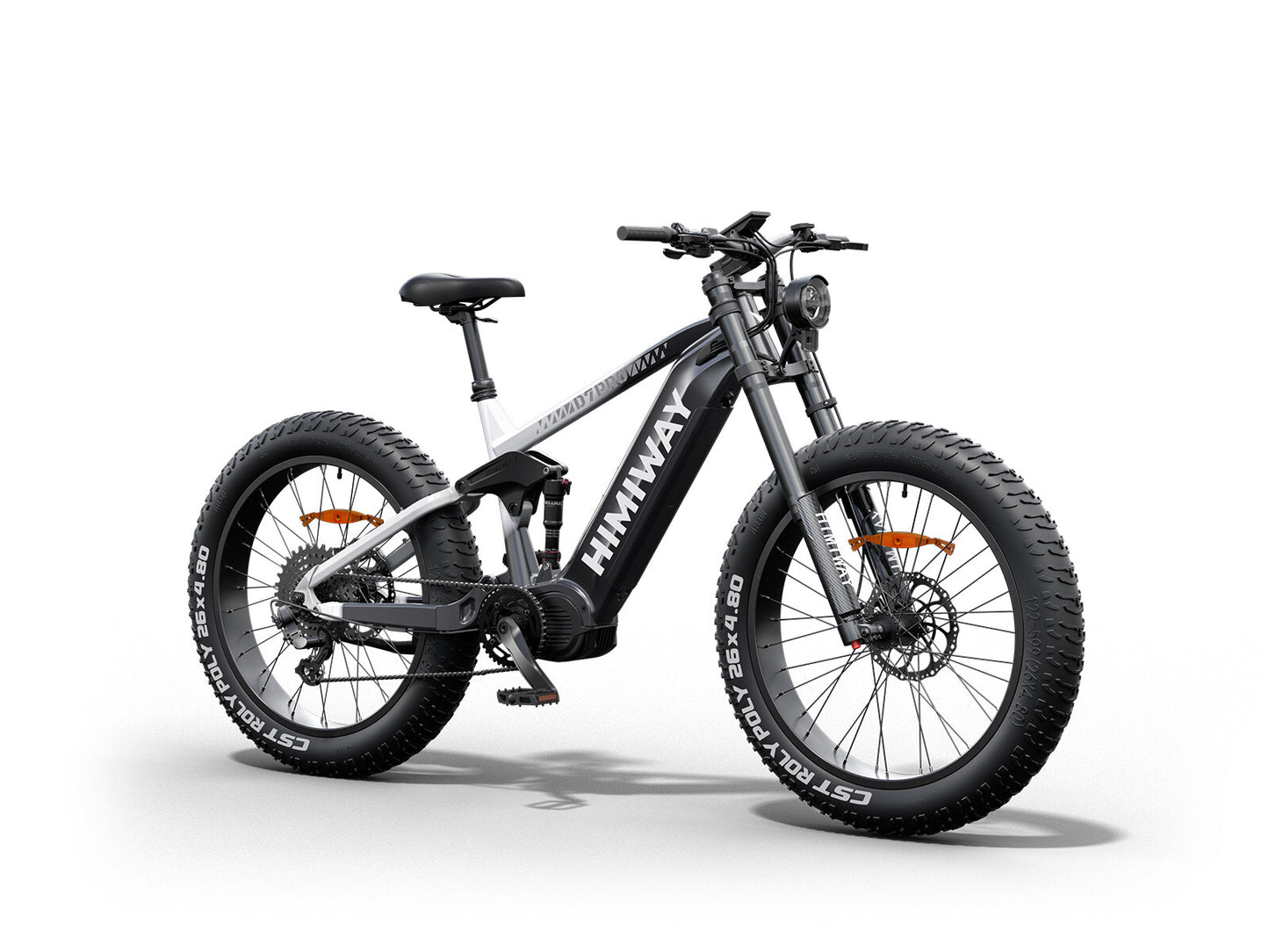 Full Suspension Electric D7 PRO Bike Updated Cobra- Black & White Gradient
