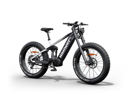 Full Suspension Electric D7 PRO Bike Updated Cobra- Black & White Gradient