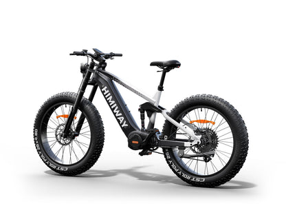 Full Suspension Electric D7 PRO Bike Updated Cobra- Black & White Gradient